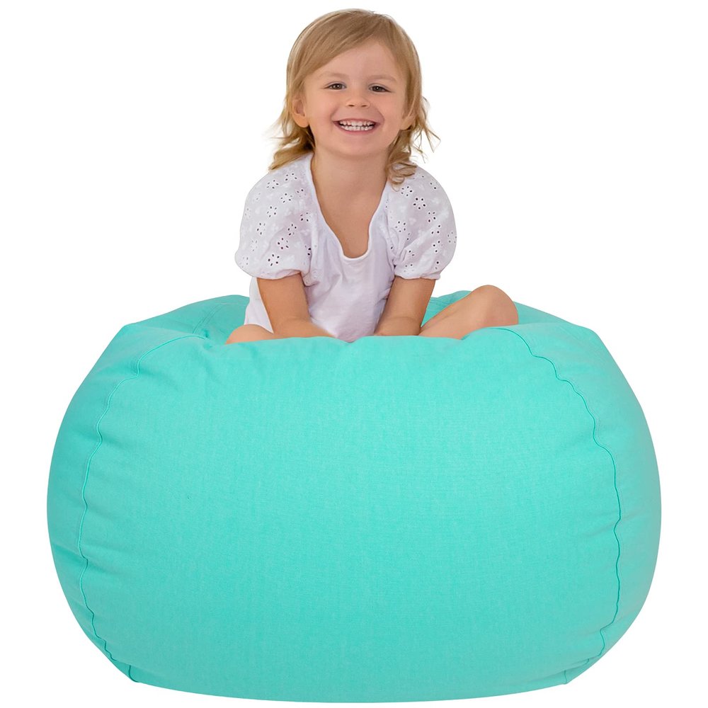 Aubliss Stuffed Animal Bean Bag Storage Chair, Beanbag Covers Only for Organizing Plush Toys, Turns into Bean Bag Seat for Kids When Filled, X-Large 48"-Canvas Solid Aqua