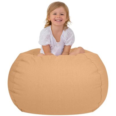 Aubliss Stuffed Animal Bean Bag Storage Chair (Solid Khaki, Large (38''))
