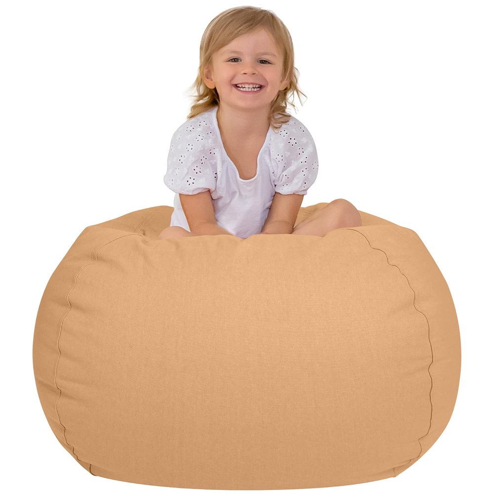Aubliss Stuffed Animal Bean Bag Storage Chair (Solid Khaki, Large (38''))