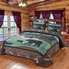 BestGiftEver Quilt Queen Size with Unique Bear RV Park Theme Print Design, Cabin Lodge Quilted Bedspread Coverlet, 3-Piece Rustic Bedding Set with Queen Quilt and 2 Pillow Shams for Nature Lovers view 1