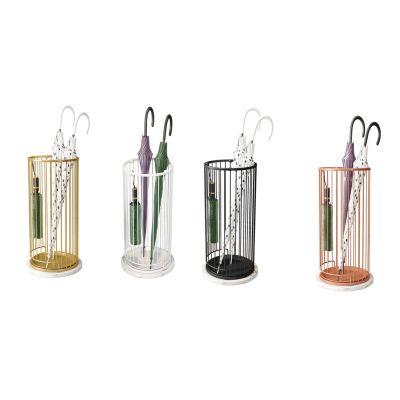 Umbrella Racks WXYZ Marble Base Umbrella Stand with Hooks Can Store Long and Short Umbrellas, Metal Umbrella Bucket, 50x25cm (Color : Gold)