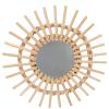 ABOOFAN Rattan Mirror Hanging Wall Woven Makeup Mirror Frame Photo Wood Art Decoration for Living Room Bedroom Nursery Corridor 28cm view 1