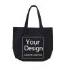 KEEVICI Add Your Image Text Custom Design Your Own Personalized Canvas Tote Bag Reusable Grocery Bags (Black) view 1