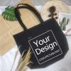 KEEVICI Add Your Image Text Custom Design Your Own Personalized Canvas Tote Bag Reusable Grocery Bags (Black) view 3