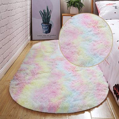 2021 Bubble Kiss Oval Fluffy Carpet for Living Room Shaggy Bedroom Decor Mat Bed Decoration Store Hotel Area Rugs Home Floor Door Mat Tie dye Rainbow Color 160x200cm