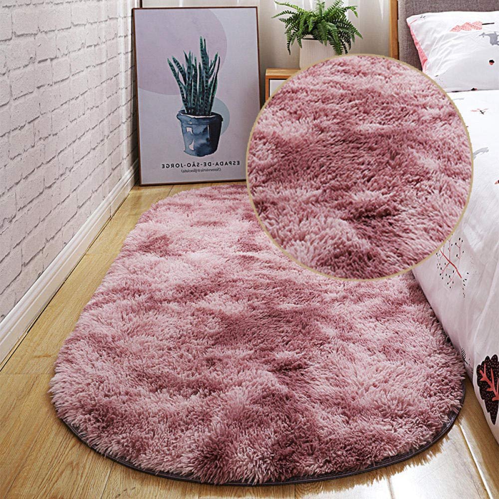 2021 Bubble Kiss Oval Fluffy Carpet for Living Room Shaggy Bedroom Decor Mat Bed Decoration Store Hotel Area Rugs Home Floor Door Mat Putting Powder Purple 80x160cm