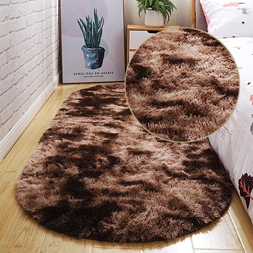 2021 Bubble Kiss Oval Fluffy Carpet for Living Room Shaggy Bedroom Decor Mat Bed Decoration Store Hotel Area Rugs Home Floor Door Mat Tie dye Brown 140x140cm