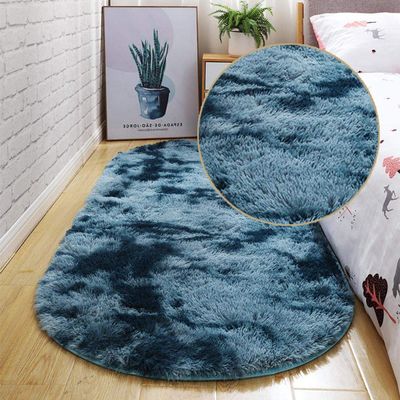 2021 Bubble Kiss Oval Fluffy Carpet for Living Room Shaggy Bedroom Decor Mat Bed Decoration Store Hotel Area Rugs Home Floor Door Mat Tie dye Dark Blue 180x200cm