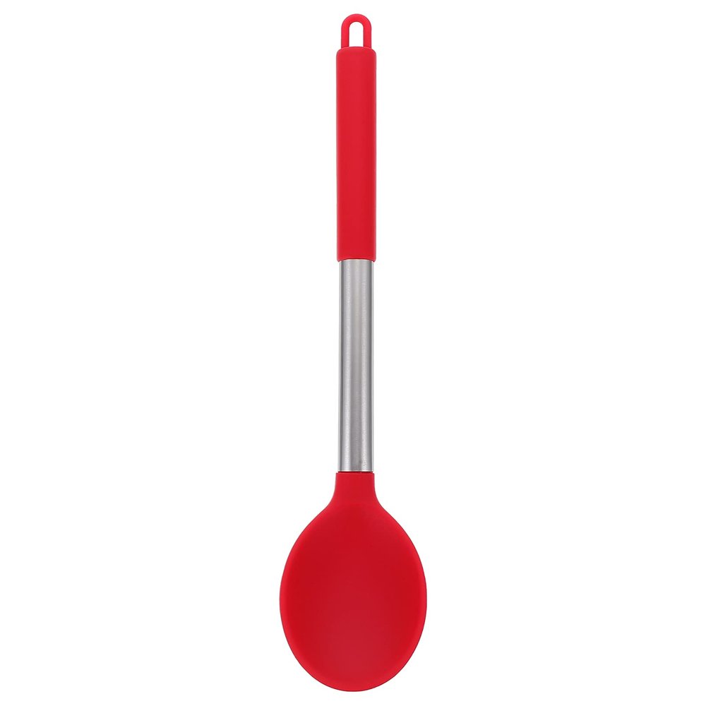 Cabilock 1pc Silicone Cooking Spoon Versatile Nonstick Utensil for Stir-frying and Mixing Kitchen Tool Red Easy to Clean and Store for Cooking and Serving
