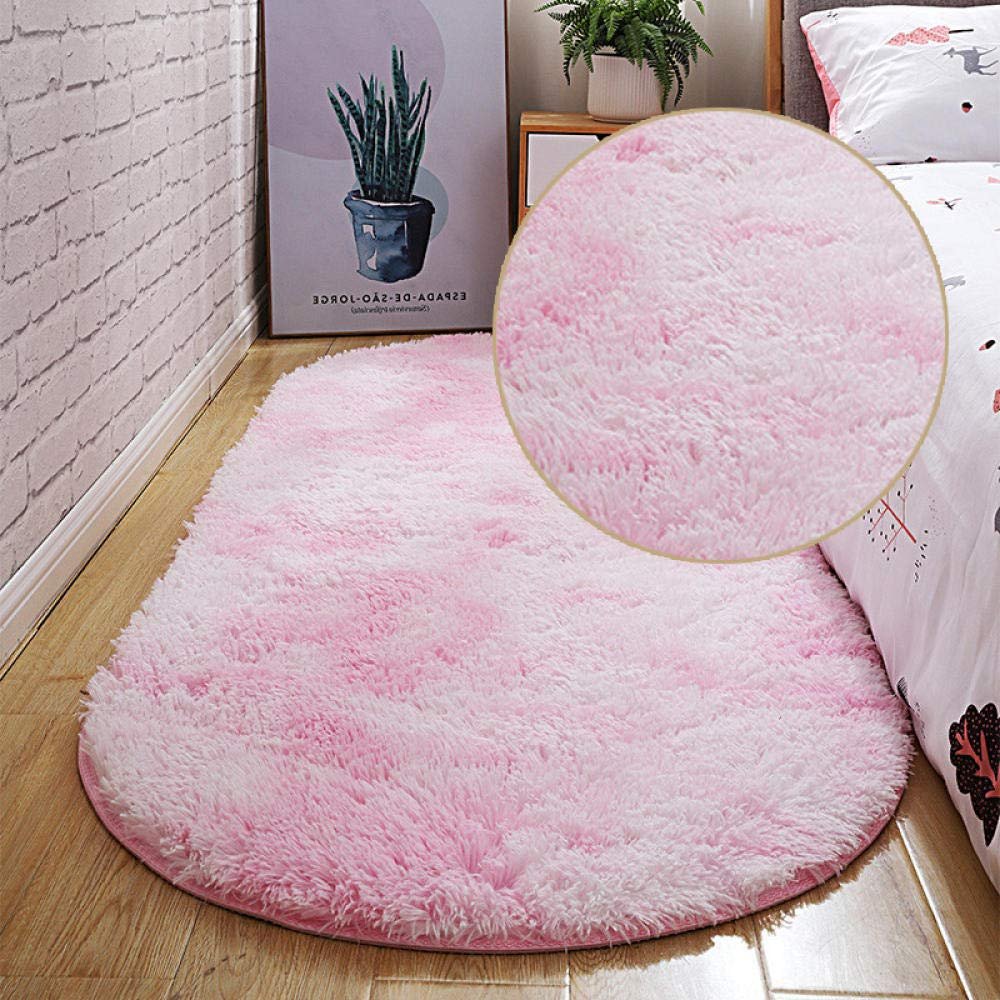 2021 Bubble Kiss Oval Fluffy Carpet for Living Room Shaggy Bedroom Decor Mat Bed Decoration Store Hotel Area Rugs Home Floor Door Mat Tie dye Khaki 80x160cm