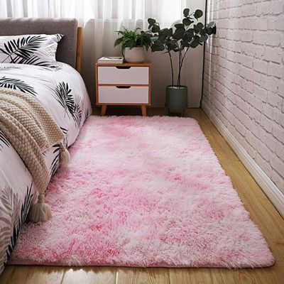 2021 Gradient Solid Carpet Thick Rugs Non Slip Mat Bathroom Area Rug for Living Room Pink 120x170cm