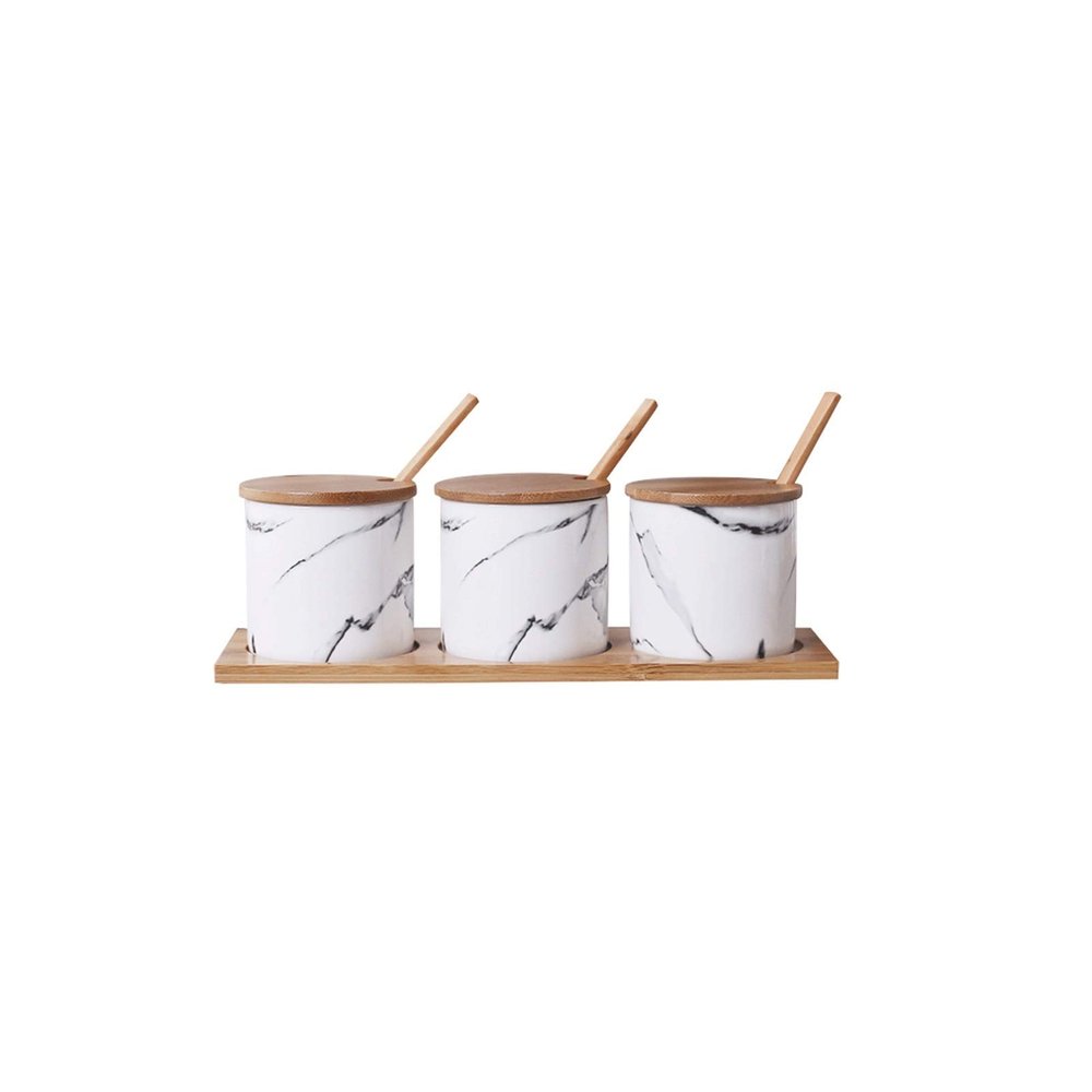 KJLY Kitchen Ceramic Condiment Jars Seasoning, Spice Jars, Dressing & Spice Dispensers, Salt Cans, 28.59.56.2CM