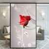 No Glue Decorative Privacy Frosted Window Film Red Rose Flower Pattern Glass Door Window Covering Window Decals Window Sticker for Home Office 65x100cm(25.6"x39.4) view 1