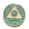 25 Year AA, Aqua, Turquoise, Blue, Bling, Glitter, Medallion, Bling, Chip, Coin, Token view 1
