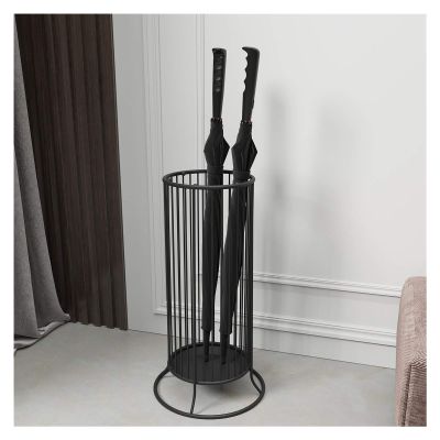 Umbrella Racks Black Wrought Iron Umbrella Stand Umbrella Holder, Modern Umbrella Storage Basket with Hook and Drip Tray, for Hotel Offices, 54x31cm