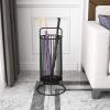 Umbrella Racks Black Wrought Iron Umbrella Stand Umbrella Holder, Freestanding Umbrella Storage Basket with Handle, Hook and Drip Tray, 64x31cm view 4