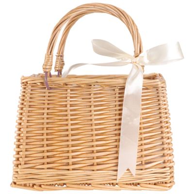 Flower Girl Baskets Wicker Basket Cookie Rattan Picnic Woven Flower Woven Storage Bins Wedding Decoration for Wedding Khaki