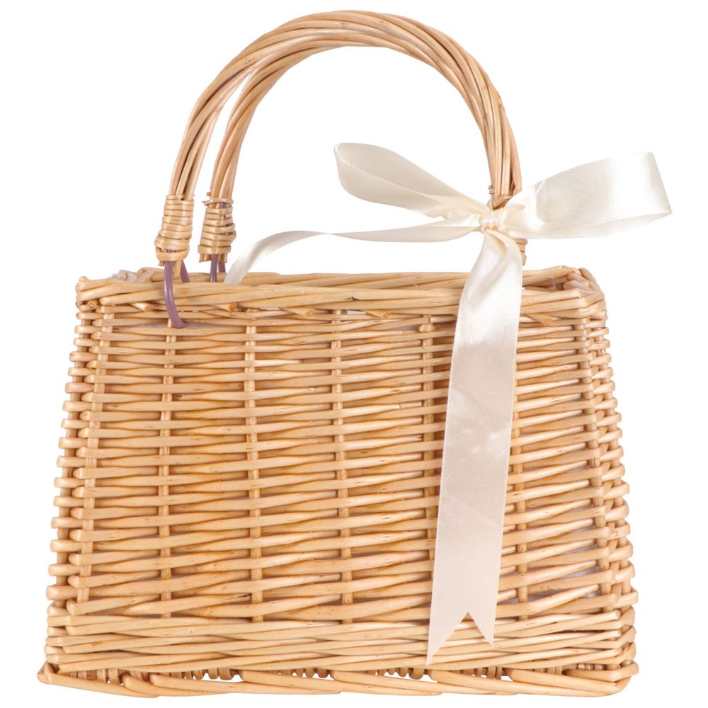 Flower Girl Baskets Wicker Basket Cookie Rattan Picnic Woven Flower Woven Storage Bins Wedding Decoration for Wedding Khaki