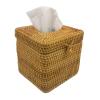 amololo Decorative Square Rattan Tissue Box and Condiment Organizer,6"x6" Napkin Paper Holder with Storage Box for Dinning Table, Resturant and Home,Brown view 1