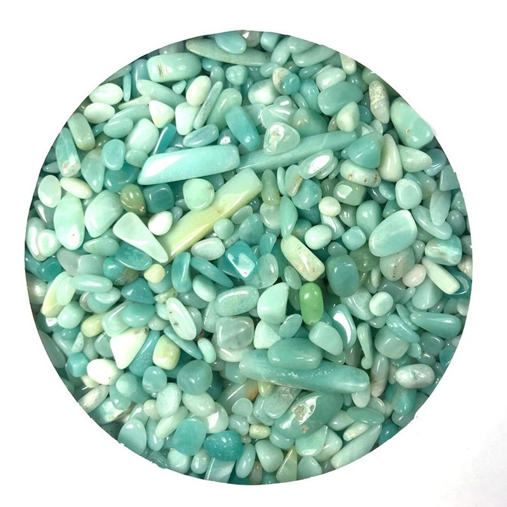 IMALY Amazonite Tumbled Chips Stone Polished Crushed Healing Crystal Quartz Pieces Irregular Shaped Stones for Home Decorative Stones Vases Plants Succulents 0.5lb