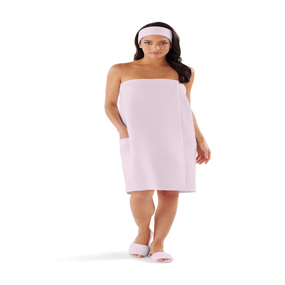 Boca Waffle Towel Wrap for Women - Lightweight Sauna Towel - Bath Wrap for Home, Spa, Facial or Gym - Secure & Adjustable