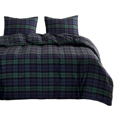 Wake In Cloud - Plaid Comforter Set, Scottish Tartan Check Geometric Modern Pattern Printed, Soft Lightweight Bedding, 3 Pieces, Dark Green, Full Size