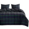 Wake In Cloud - Plaid Comforter Set, Scottish Tartan Check Geometric Modern Pattern Printed, Soft Lightweight Bedding, 3 Pieces, Dark Green, Full Size view 1