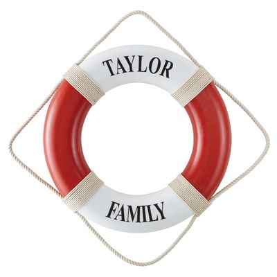 Let's Make Memories Personalized Life Preserver Ring - Decorative Custom Unique Pool, Boat, Beach House Decor - Weather-Durable Fabric - Personalize with Message - 21" Dia. - Thin Serif