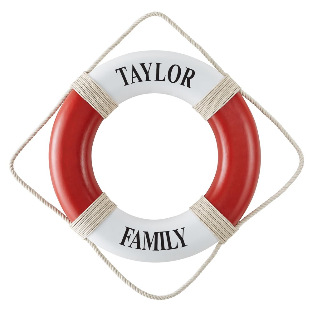 Let's Make Memories Personalized Life Preserver Ring - Decorative Custom Unique Pool, Boat, Beach House Decor - Weather-Durable Fabric - Personalize with Message - 21" Dia. - Thin Serif
