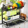 ADBIU Fit Sink 24.5"- 32" L 2023 Version Over Sink Dish Drying Rack (Expandable Dimension) Snap-On Design 2 Tier Large Kitchen Dish Rack Stainless Steel Counter Organization and Storage view 1