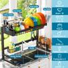 ADBIU Fit Sink 24.5"- 32" L 2023 Version Over Sink Dish Drying Rack (Expandable Dimension) Snap-On Design 2 Tier Large Kitchen Dish Rack Stainless Steel Counter Organization and Storage view 2
