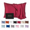 Mulberry Silk Pillowcase for Hair and Skin,King Size Cooling Silk Pillow Case with Hidden Zipper,Allergen Proof Dual Sides Soft Breathable Smooth Silk Pillow Cover for Women(King,Dark Red) view 1