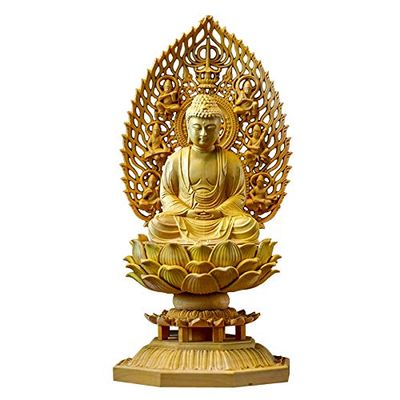 18CM Sakyamuni Solid Wood Japan Carving Buddha Statue God Hand Carved Feng Shui Buddha Statue, Fine Carving, for Home
