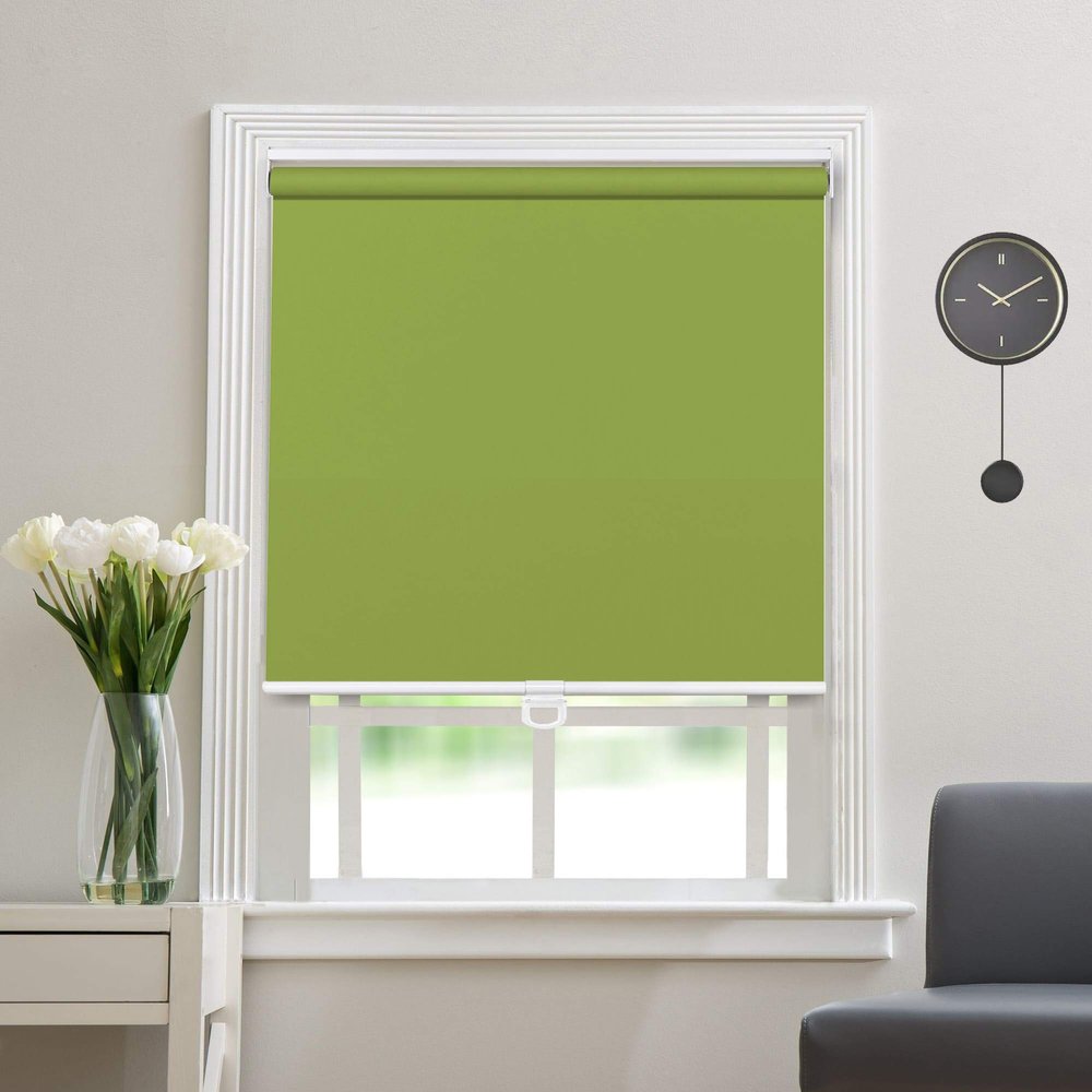 Blackout Cordless Roller Blinds and Shades for Windows - Safety Spring Roller Shades - Cordless Privacy Room Darkening [Green 100% Blackout,60 3/4" W x 48" H] - Custom Made