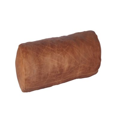 Neck Roll Pillow Cushion Cover, 20x5 Inch Full Moon Round Bolster Pillow Case, Cylinder Soft Lambskin Leather Pillowcase for Head, Spine & Neck Support During Sleep - Beige Artical Pack of 1