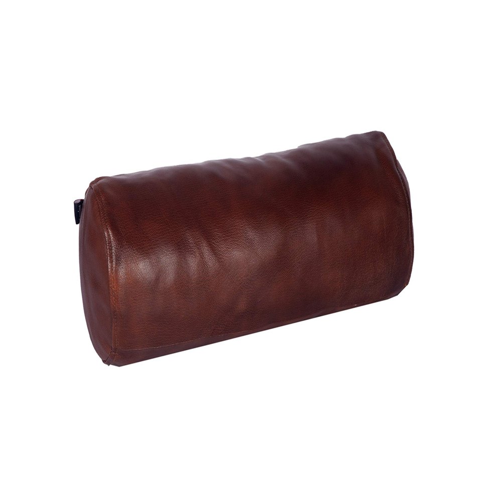 Azrah Traders Neck Roll Pillow Cushion Cover, 16x7 Inch Full Moon Round Bolster Pillow Case, Cylinder Soft Lambskin Leather Pillowcase for Head, Spine & Neck Support During Sleep - Tan Pack of 1