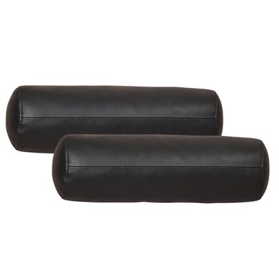 Azrah Traders Neck Roll Pillow Cushion Cover, 16x5 Inch Full Moon Round Bolster Pillow Case, Cylinder Soft Lambskin Leather Pillowcase for Head, Spine & Neck Support During Sleep - Black Pack of 2