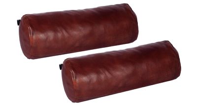Azrah Traders Neck Roll Pillow Cushion Cover, 16x6 Inch Full Moon Round Bolster Pillow Case, Cylinder Soft Lambskin Leather Pillowcase for Head, Spine & Neck Support During Sleep - Tan Pack of 2