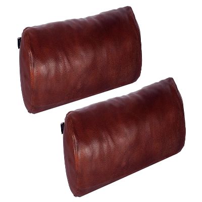 Azrah Traders Neck Roll Pillow Cushion Cover, 20x7 Inch Full Moon Round Bolster Pillow Case, Cylinder Soft Lambskin Leather Pillowcase for Head, Spine & Neck Support During Sleep - Tan Pack of 2