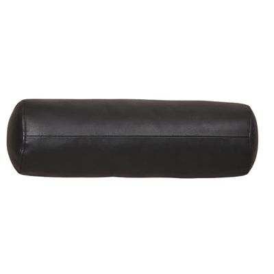 Azrah Traders Neck Roll Pillow Cushion Cover, 20x6 Inch Full Moon Round Bolster Pillow Case, Cylinder Soft Lambskin Leather Pillowcase for Head, Spine & Neck Support During Sleep - Black Pack of 1