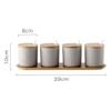 qiuqiu Spice Jar, Ceramic Spice Box Combination, Spice Pots with Lid, Spoon, Wooden Serving Tray for Home Kitchen 9.5 X 28.5 Cm-B||4 Set view 2