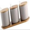 qiuqiu Spice Jar, Ceramic Spice Box Combination, Spice Pots with Lid, Spoon, Wooden Serving Tray for Home Kitchen 9.5 X 28.5 Cm-B||4 Set view 4