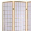 Benjara 3 Panel Foldable Wooden Frame Room Divider with Grid Design, Brown view 2
