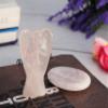 Crocon Rose Quartz Gemstone Peace Pocket Angel with Palm Worry Thumb Stone Guardian Carved Mini Healing Statue Energy Generator Prayer Gift Good Luck Decor view 1