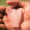 Crocon Rose Quartz Gemstone Peace Pocket Angel with Palm Worry Thumb Stone Guardian Carved Mini Healing Statue Energy Generator Prayer Gift Good Luck Decor view 4