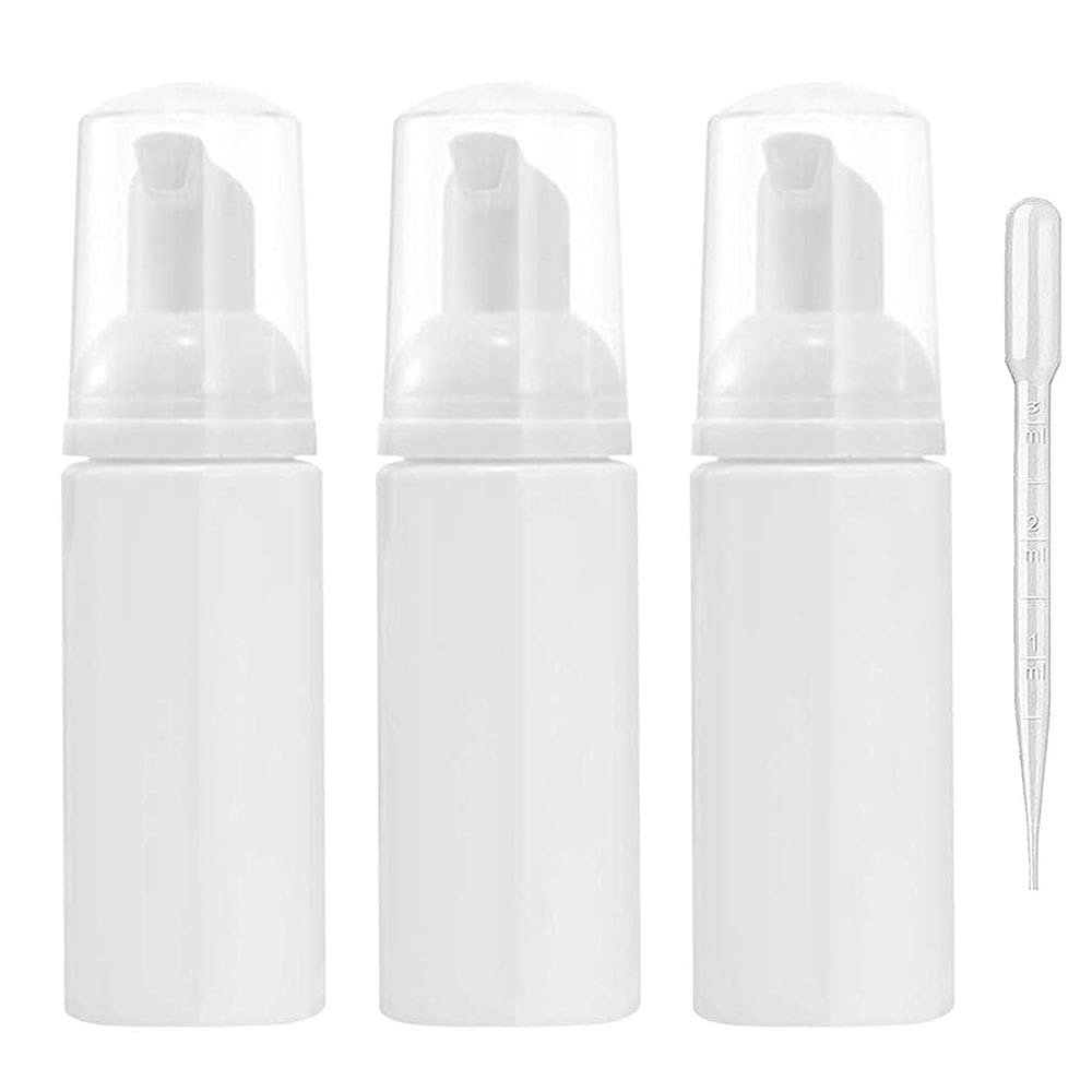 60ml 3 Pcs White Foam Pump Bottles Portable Empty Plastic Foaming Pump Soap Dispenser Bottles Travel Size for Cleaning, Travel, Cosmetics