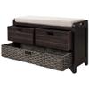 SOFTSEA Storage Bench Upholstered Storage Ottoman with Removable Basket and 2 Drawers, Farmhouse Shoe Bench with Seat Cushion, Full Assembled, Espresso view 3