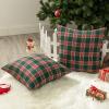 AQOTHES Pack of 2 Christmas Plaid Decorative Throw Pillow Covers Scottish Tartan Cushion Case for Farmhouse Home Holiday Decor Red and Green, 20 x 20 Inches view 2
