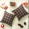 AQOTHES Pack of 2 Christmas Plaid Decorative Throw Pillow Covers Scottish Tartan Cushion Case for Farmhouse Home Holiday Decor Red and Green, 20 x 20 Inches view 3