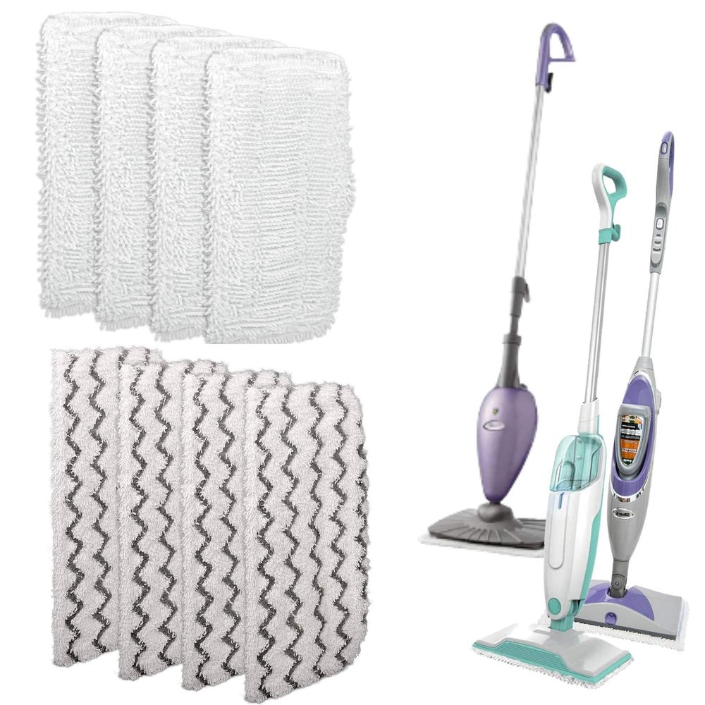F Flammi 8 Pack Steam Mop Pads for Shark S1000 Series (4 Soft + 4 Scrub Pads)